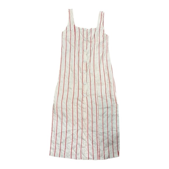 Bimba Y Lola Red White Striped Midi Dress size M‎ Linen 4th of July Patriotic - Picture 4 of 9